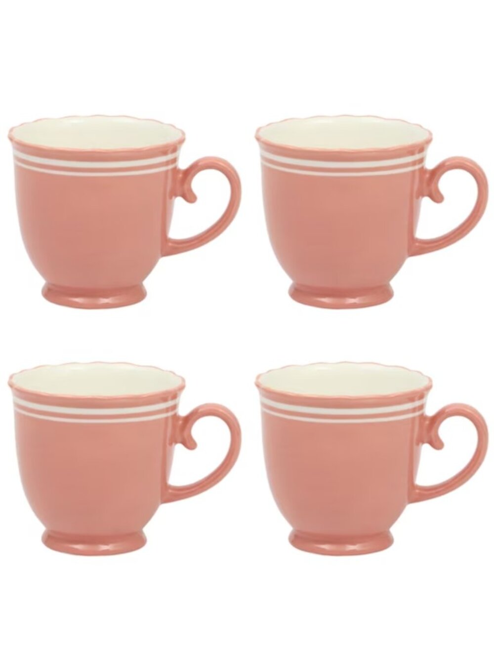 The Pioneer Woman Home Coral Floral Farmhouse Style Ceramic Coffee Mugs Set